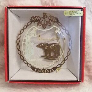 Collectible Gold Plated Brass Souvenir Ornament-- Shenandoah National Park